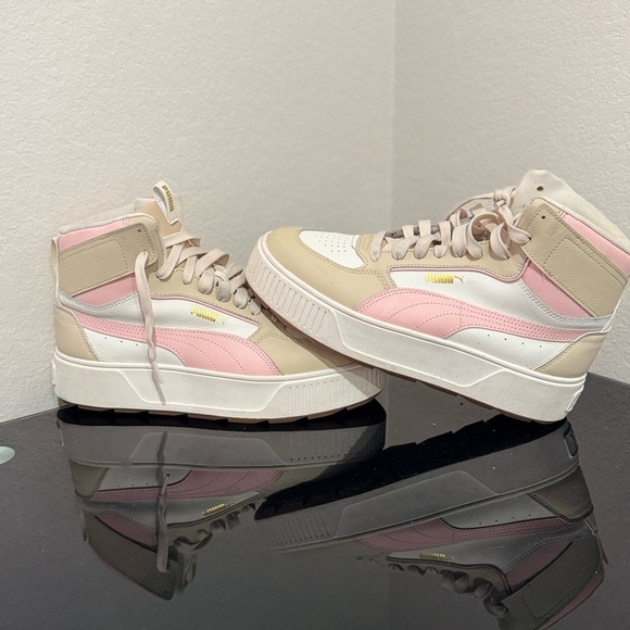 Puma Women's Contemporary High-Top Sneakers (Size 11) in Pink, Cream & Tan - Picture 1 of 6